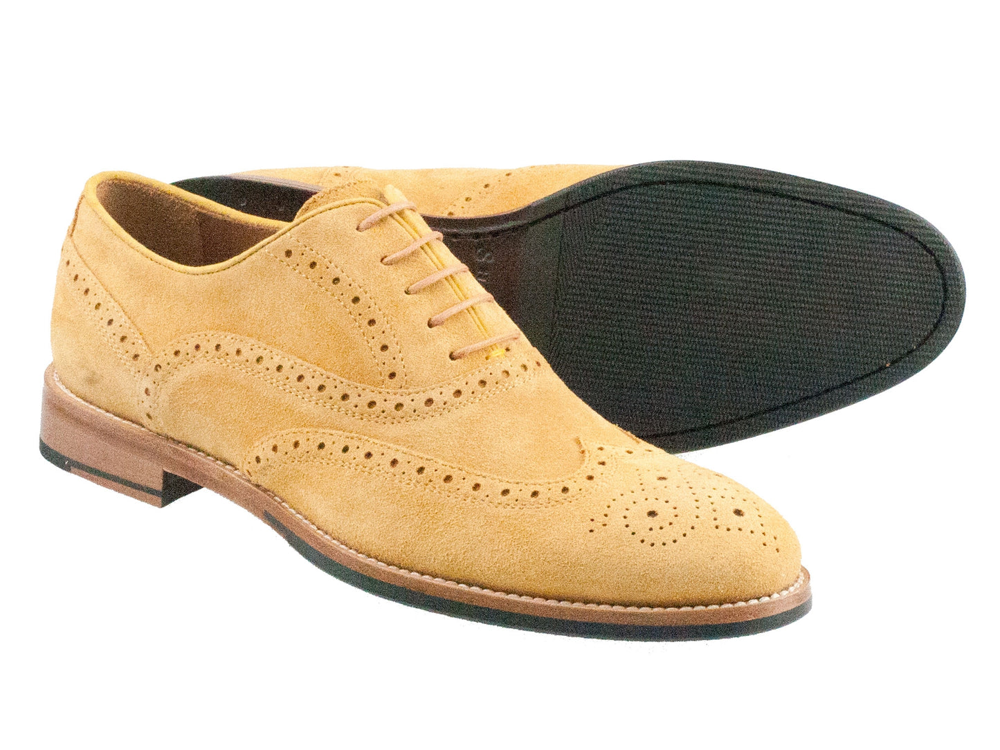 ALMANSA Ladies Sahara Sand Suede Full Brogue Pair