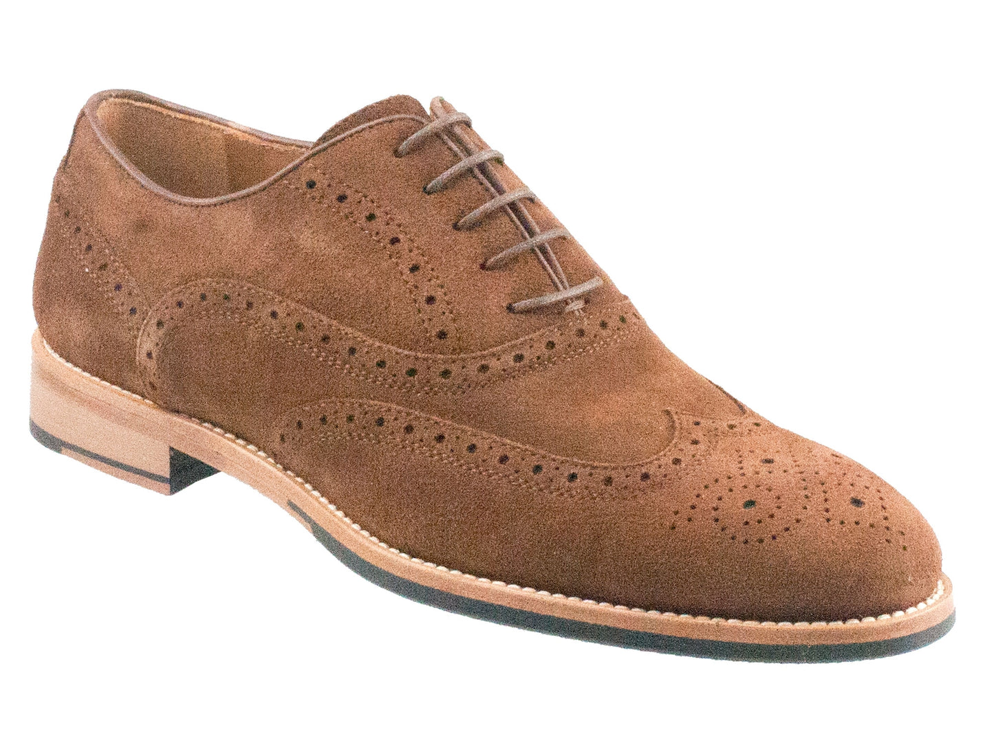 ALMANSA Ladies Tobacco Brown Suede Full Brogue Side