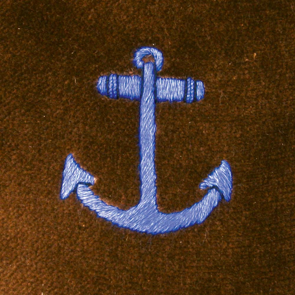 Anchor Embroidered Velvet Slipper