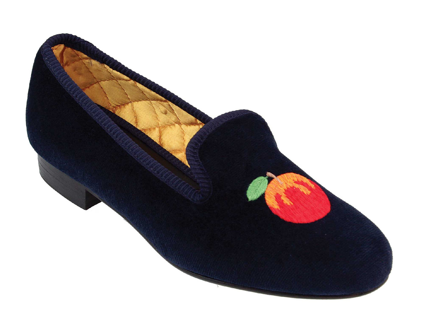 Apple Embroidered Velvet Slipper