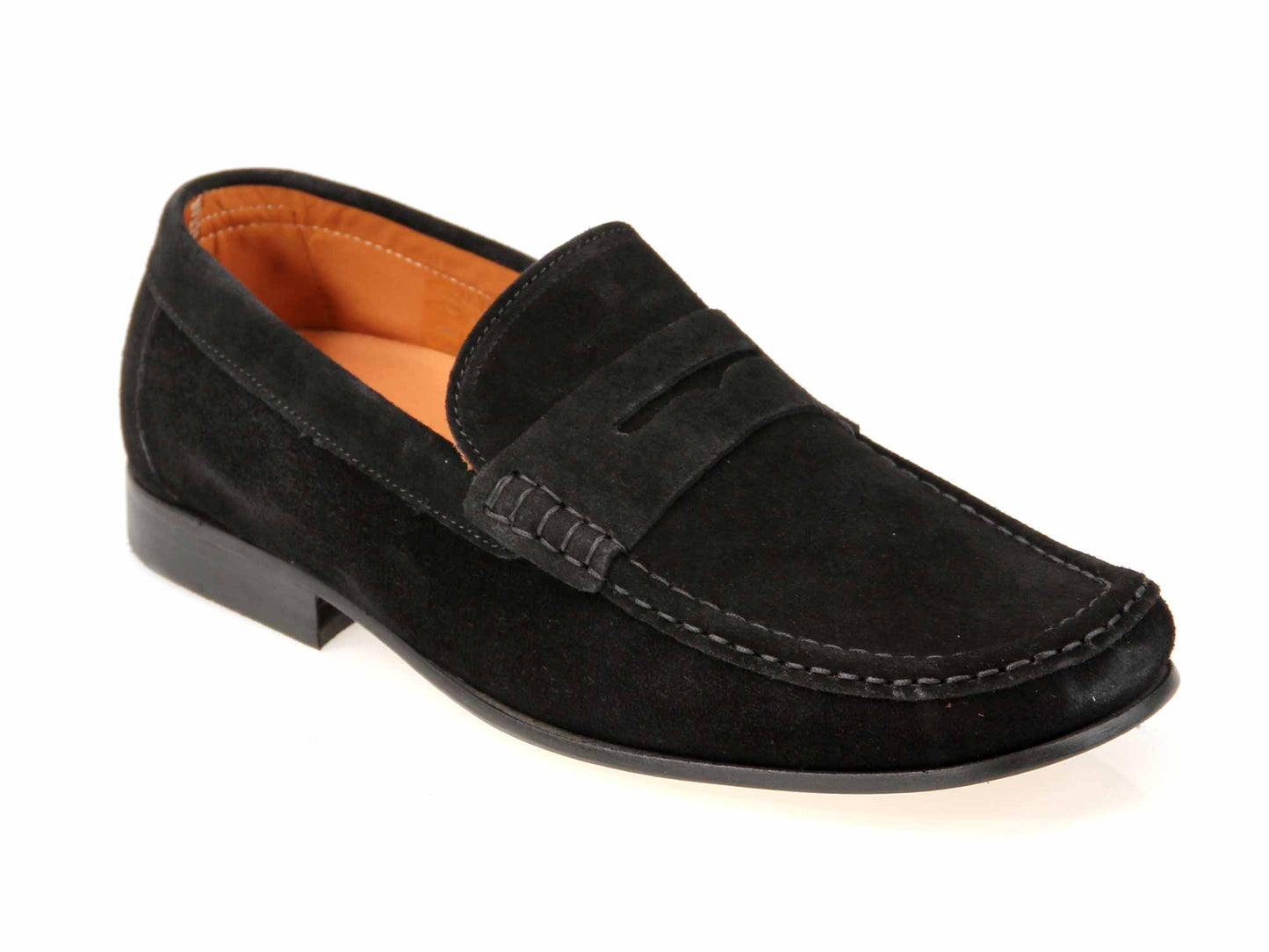Arno Mens Black Suede Moccasin Loafer