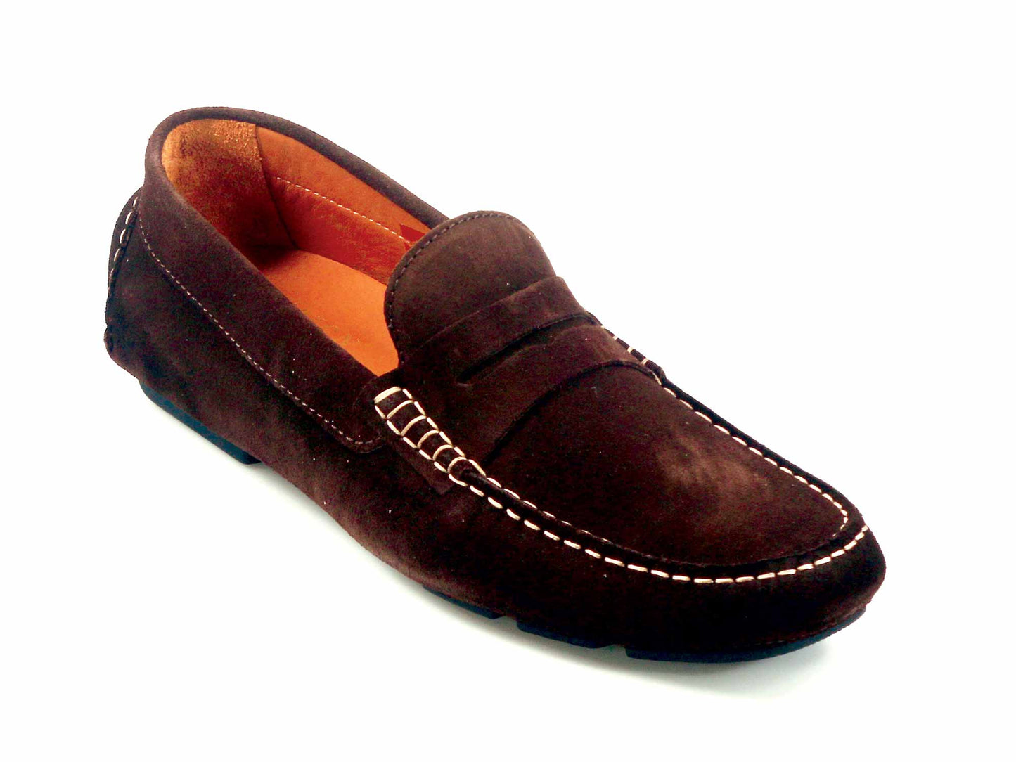 AVOLA Men's Chocolate Suede Driving Shoe Side