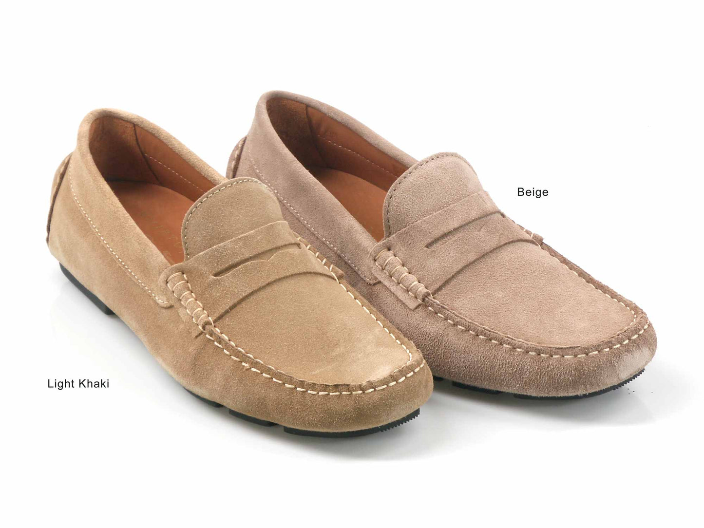 AVOLA Mens Light Khaki Suede Driving Shoe