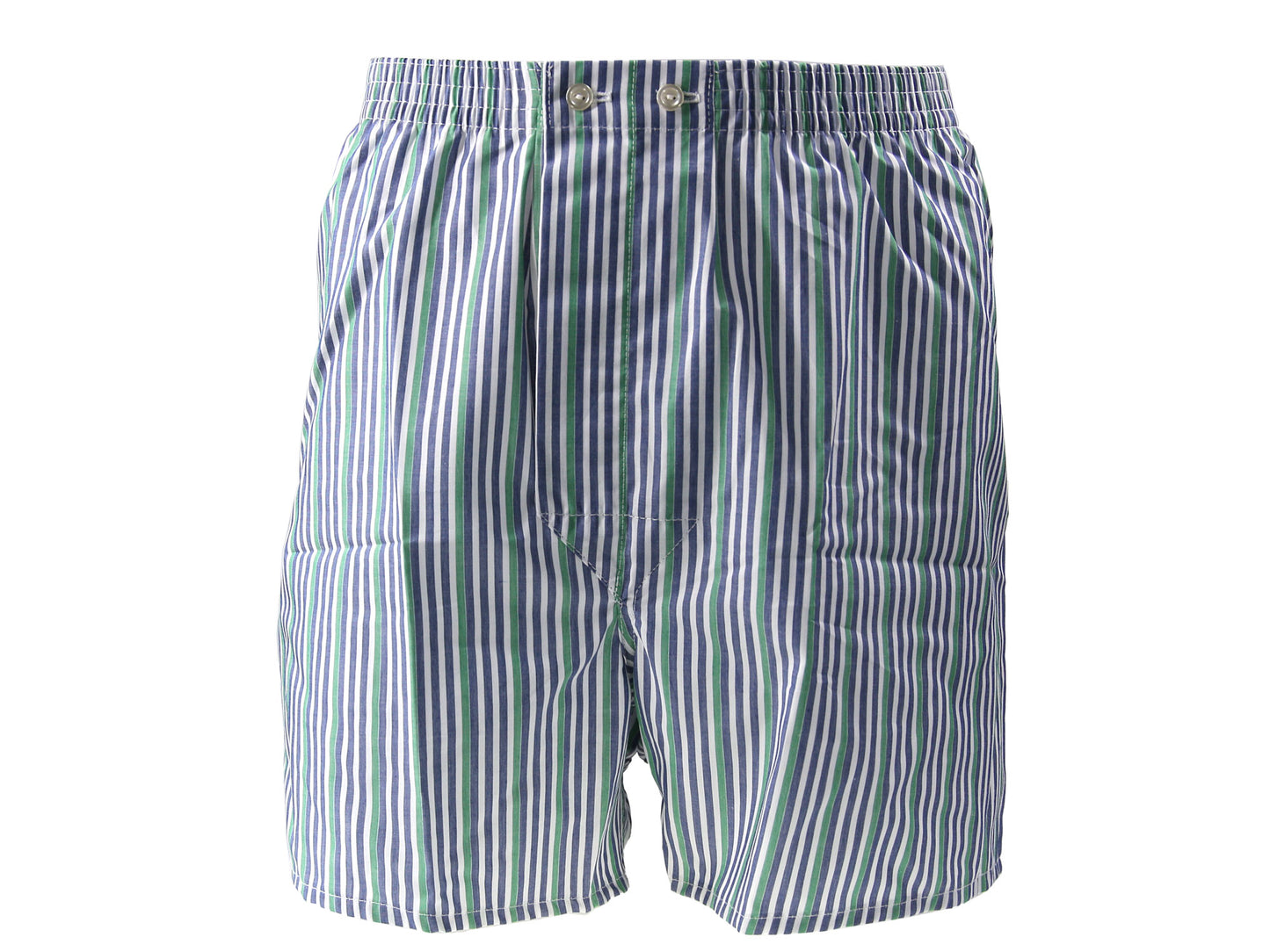 Mens Green Blue White Stripe Cotton Boxer Shorts