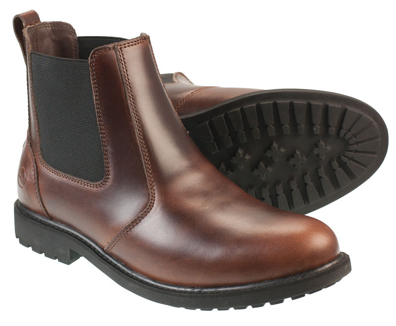 Brecon - Men's Brown Leather Dealer Boot with rubber sole