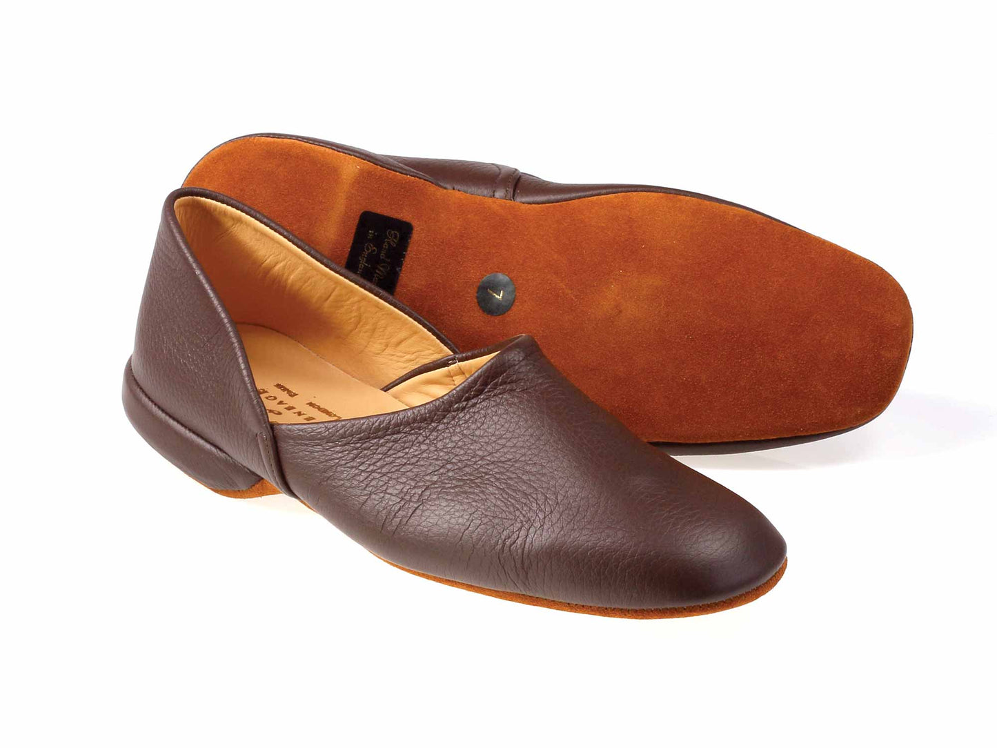 Mens Brown Deerskin Grecian Slippers