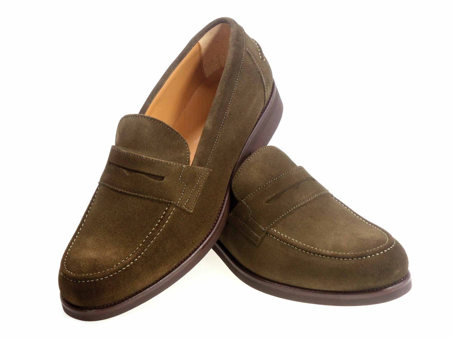 Cam Mens Khaki Suede Loafer with Rubber Sole
