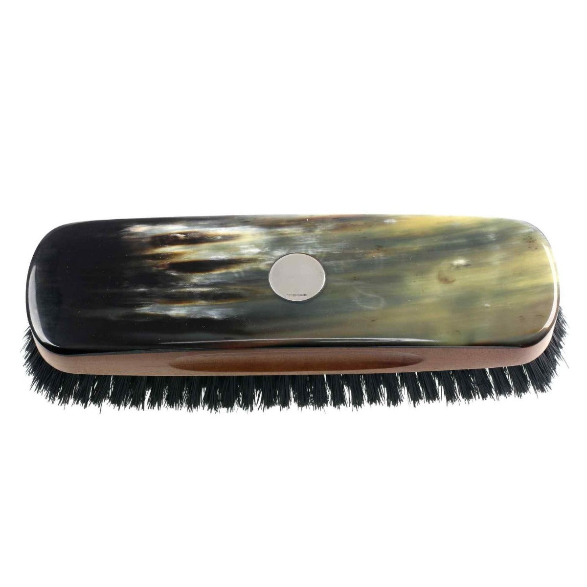 Real Horn Clothes Brush With Silver Disk-CBS28