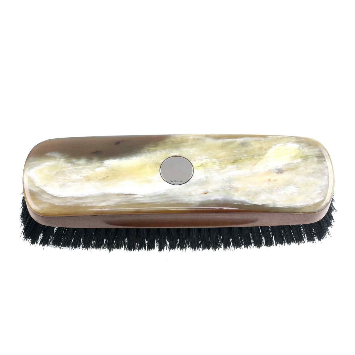 Real Horn Clothes Brush With Silver Disk-CBS29