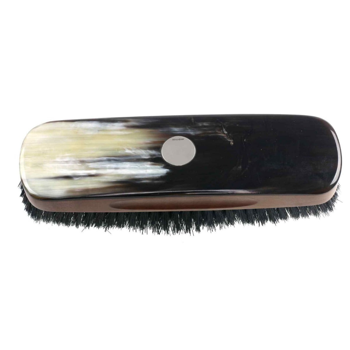 Real Horn Clothes Brush With Silver Disk-CBS30