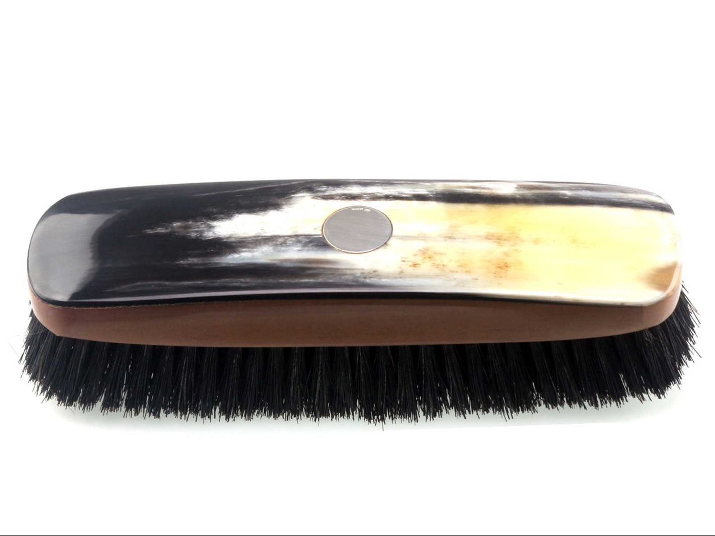 Real Horn Clothes Brush With Silver Disk-CBS33