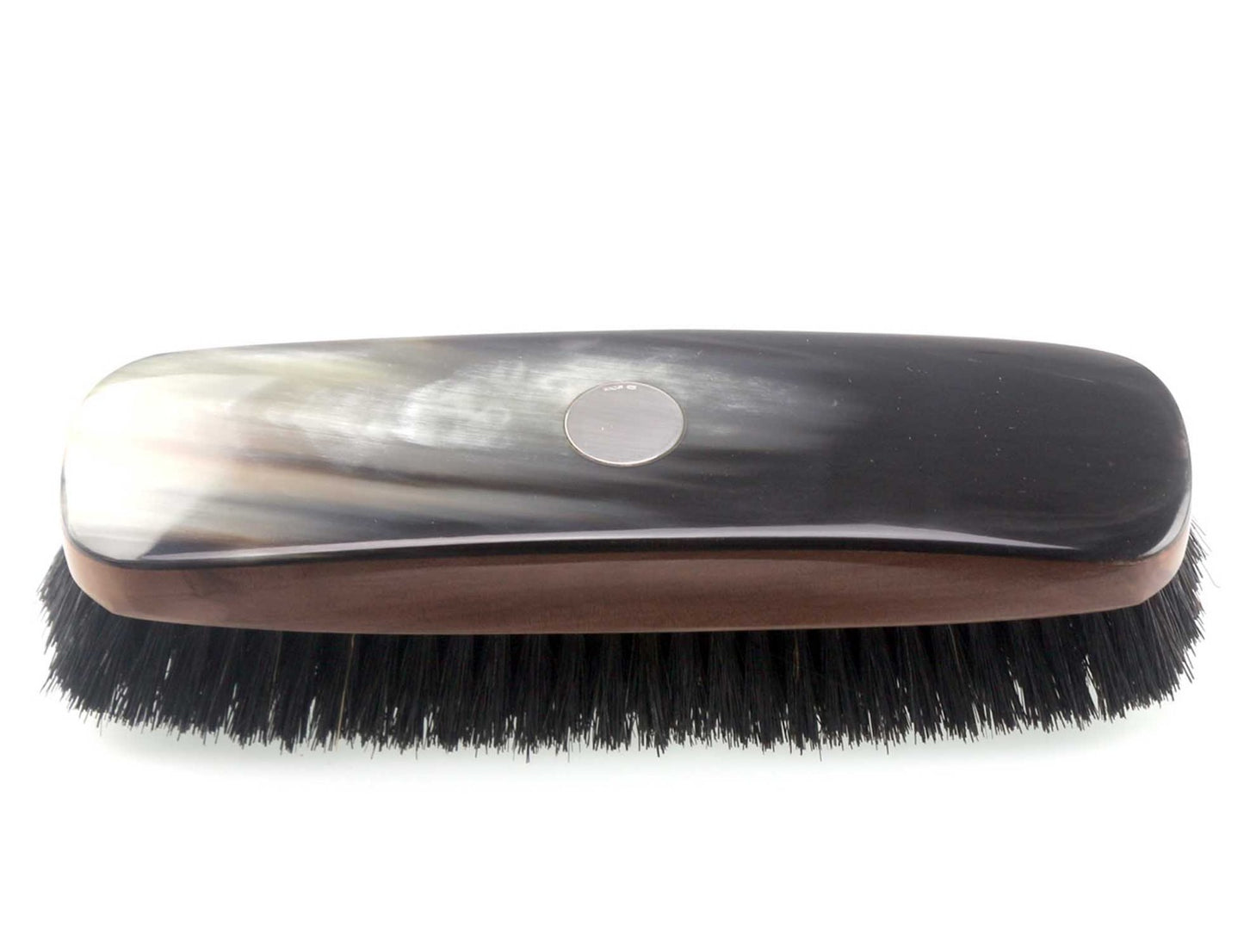 Real Horn Clothes Brush With Silver Disk-CBS34