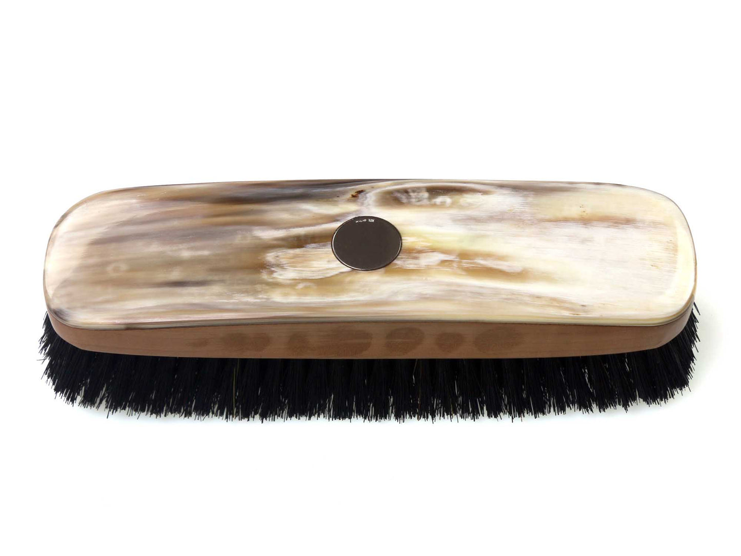 Real Horn Clothes Brush With Silver Disk-CBS36