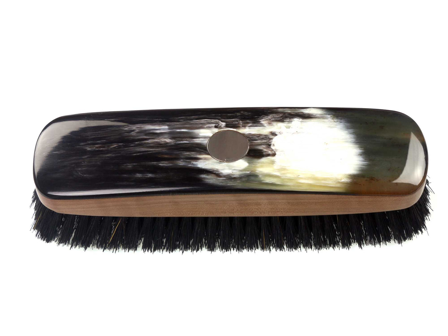 Real Horn Clothes Brush With Silver Disk-CBS37