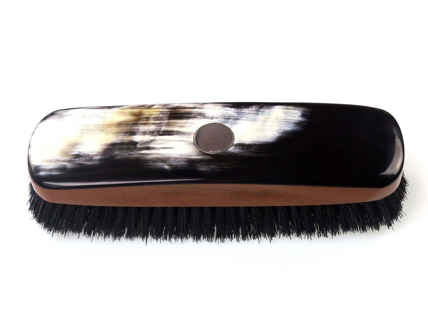 Real Horn Clothes Brush With Silver Disk-CBS38