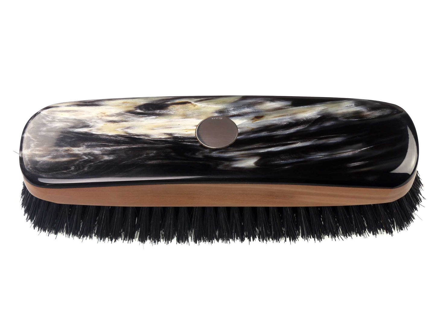 Real Horn Clothes Brush With Silver Disk-CBS40