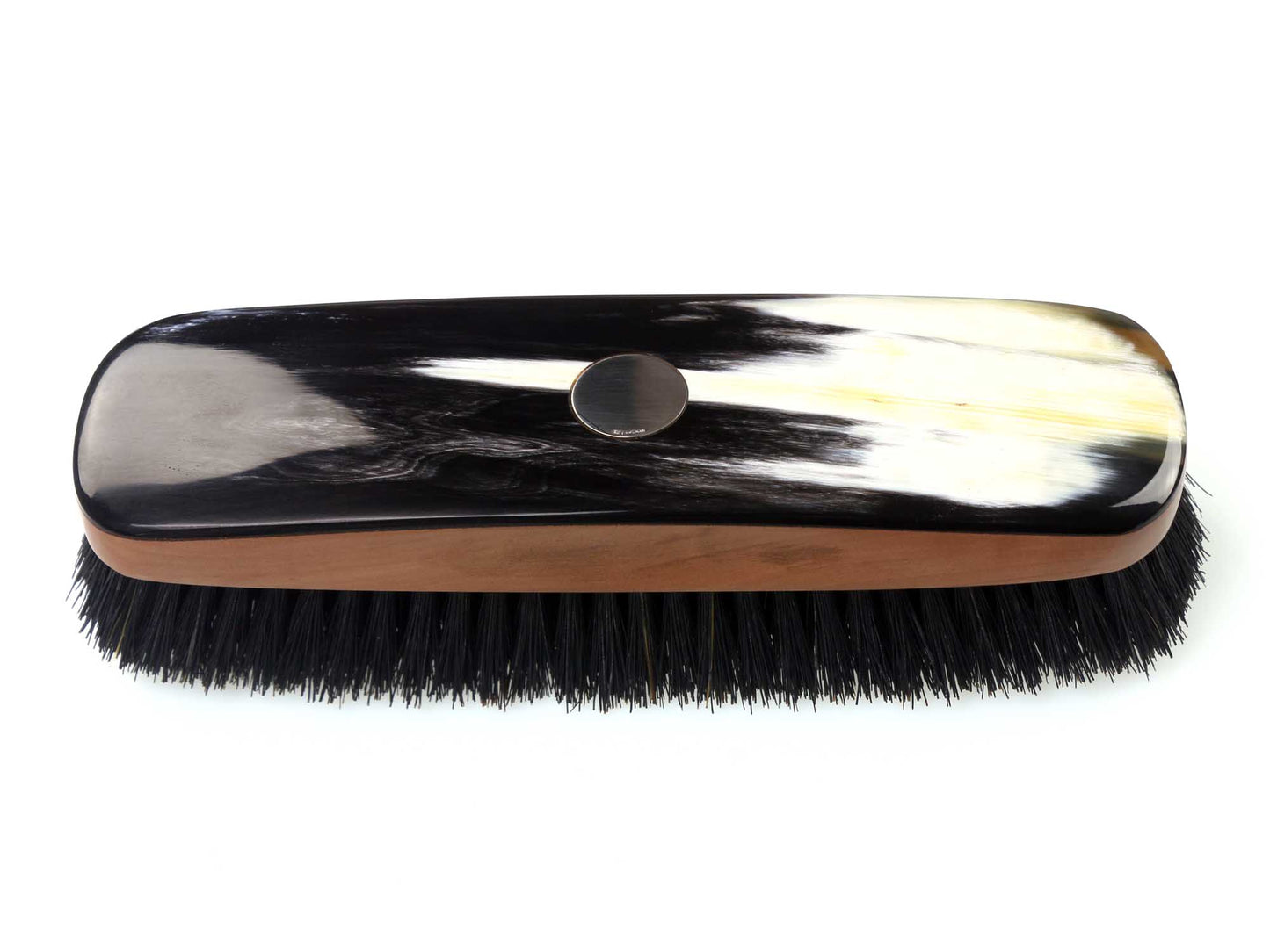 Real Horn Clothes Brush With Silver Disk-CBS41