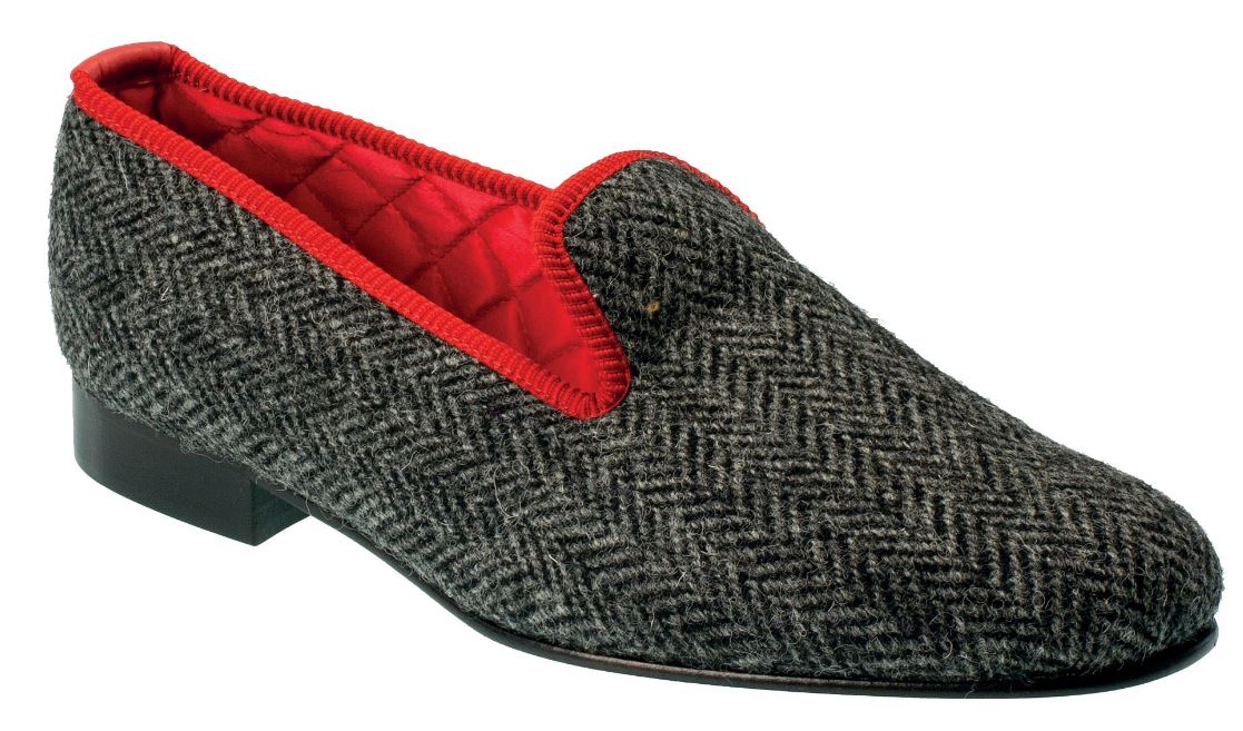 Mens Charcoal Tweed Slipper with Black Lining - UK9