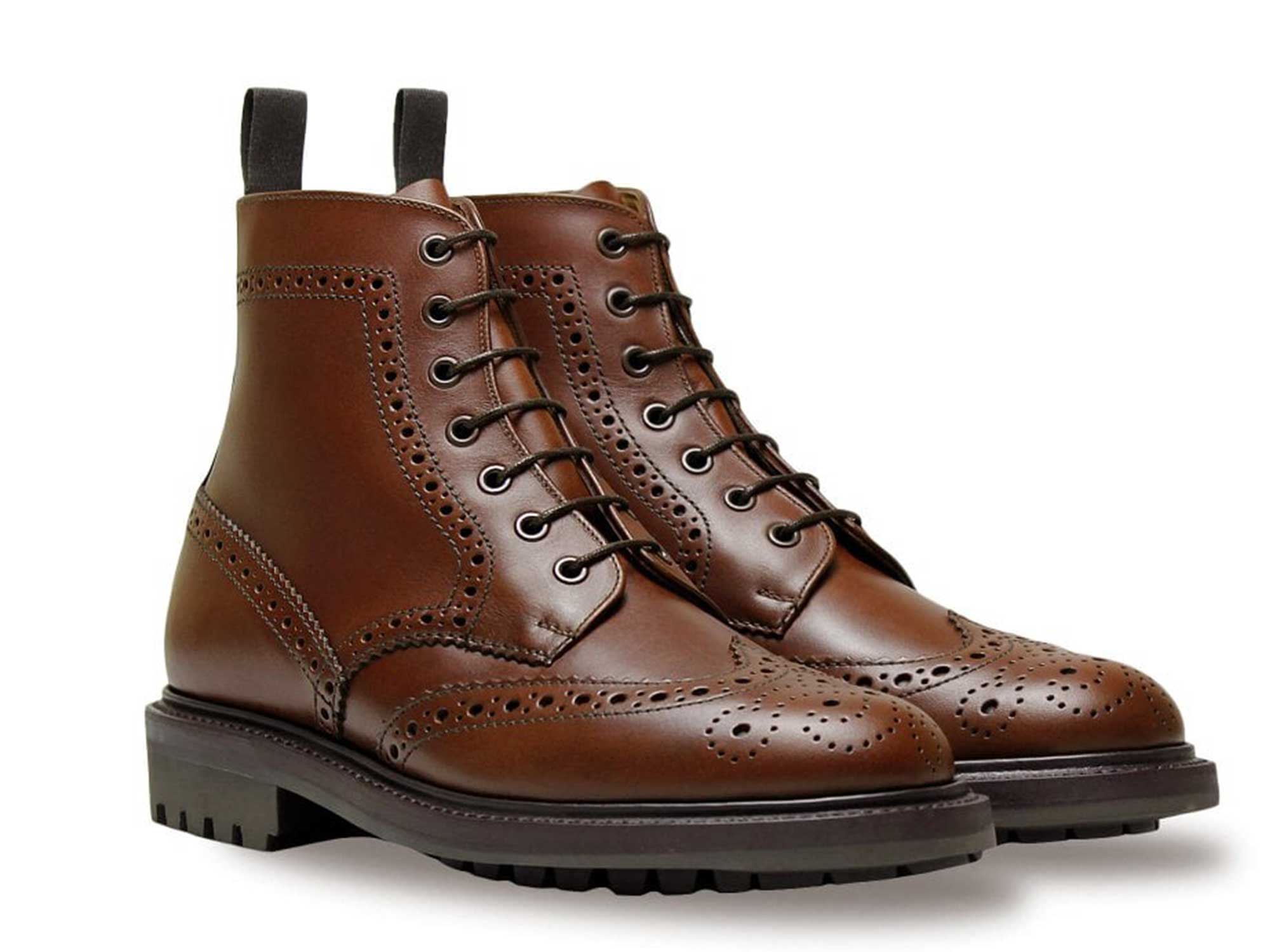 Cheltenham Mens Brown Brogue Boot With Commando Sole Shipton Heneage Cheltenham Mens Brown Brogue Boot With Commando Sole Shipton Heneage