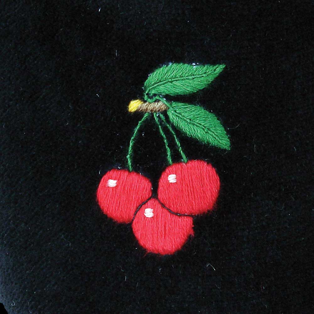 Cherries Embroidered Velvet Slipper