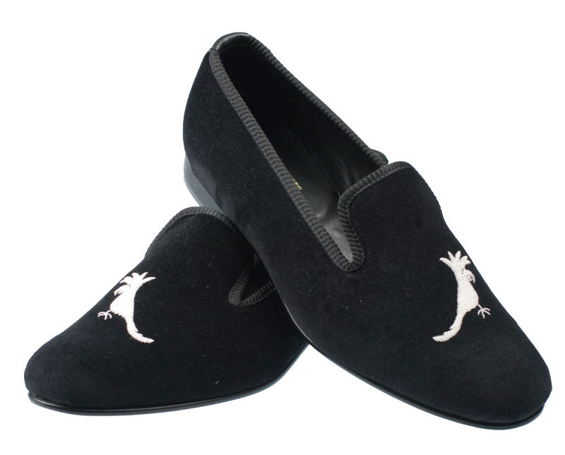 Mens Cockatoo Motif Velvet Slippers