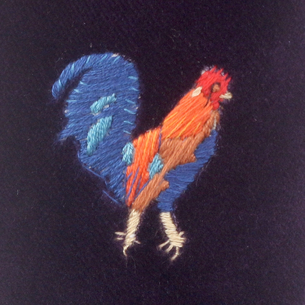 Rooster Embroidered Velvet Slipper