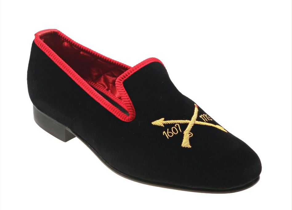 UK 10 Men's Colonial Wars of Illinois Black Velvet Slipper -