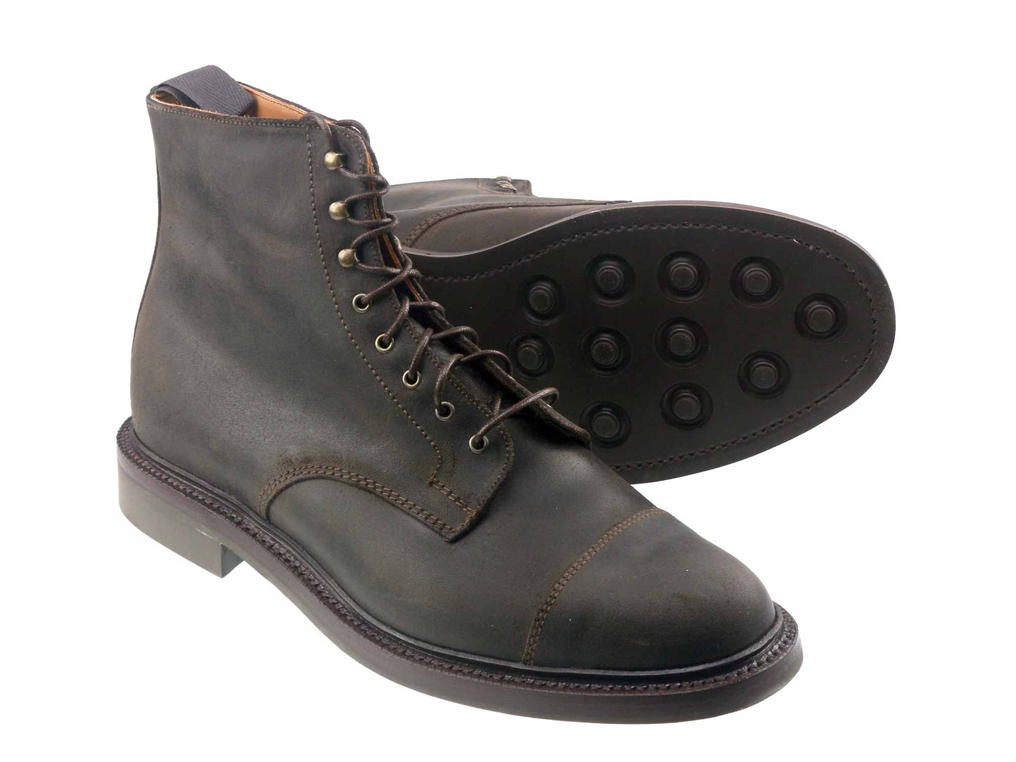 Craig Mens Dark Brown Waxy Suede Boot with Rubber Sole