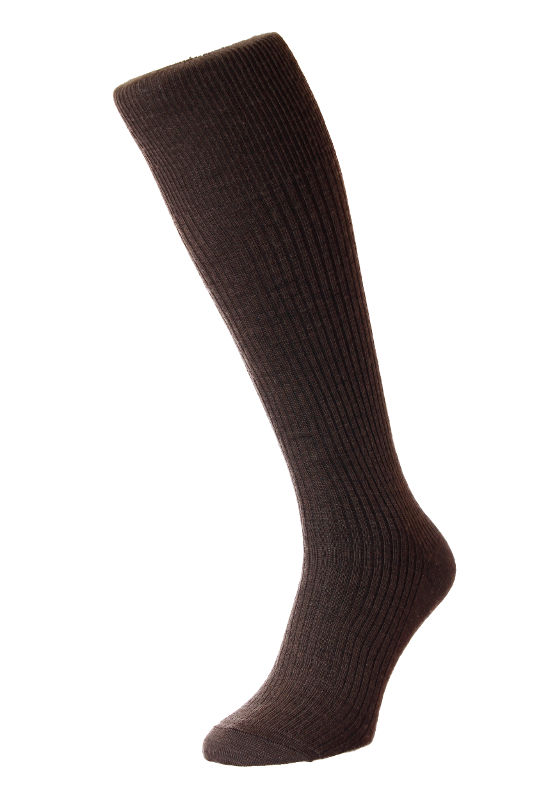 Men's Long Wool Rich Socks - Dark Brown