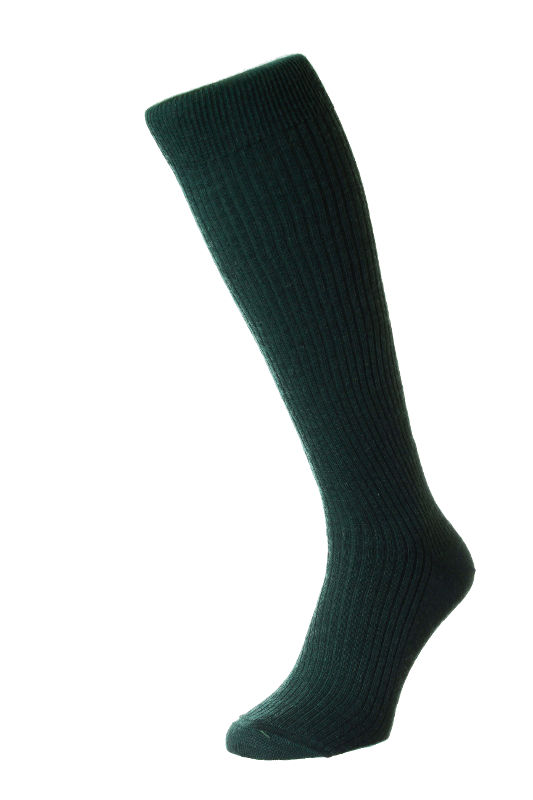 Men's Long Wool Rich Socks - Dark Green