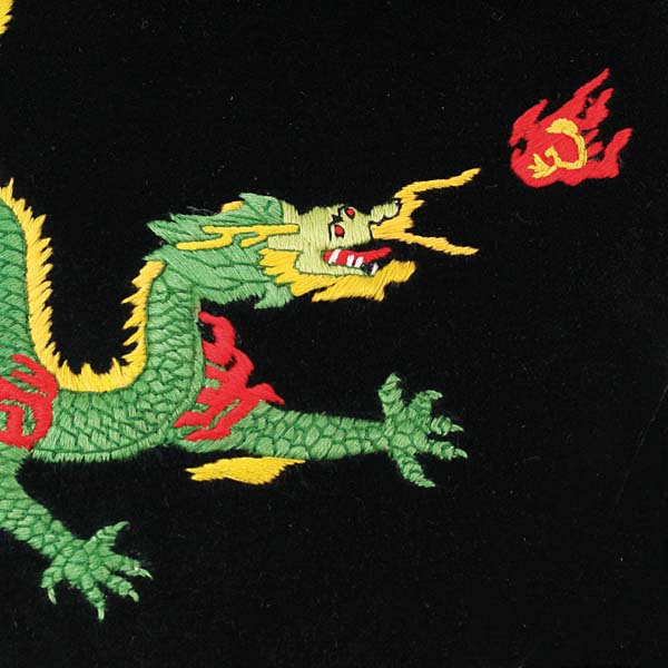 Dragon Embroidered Velvet Slipper Close-up