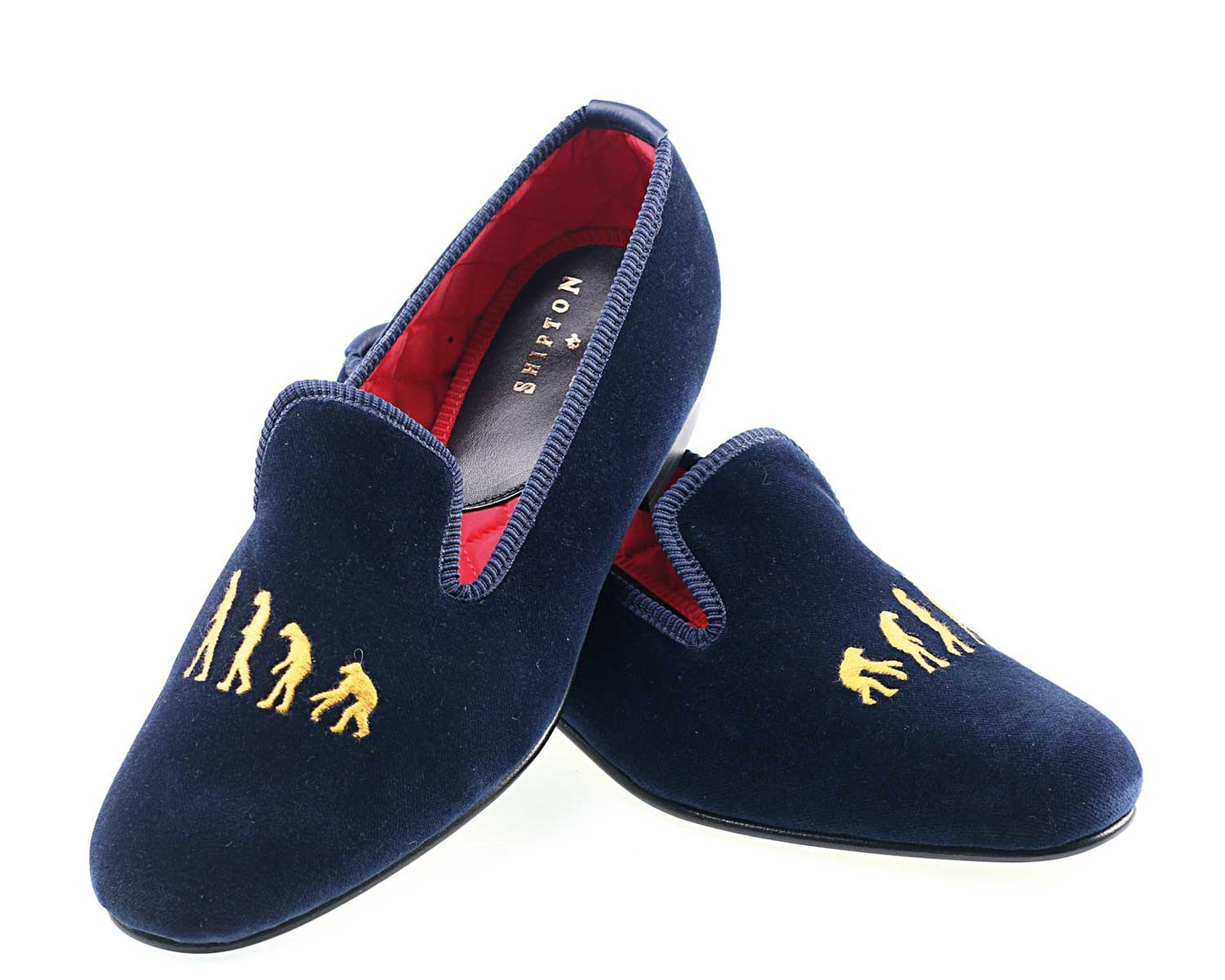 Evolution Motif Embroidered Velvet Slipper