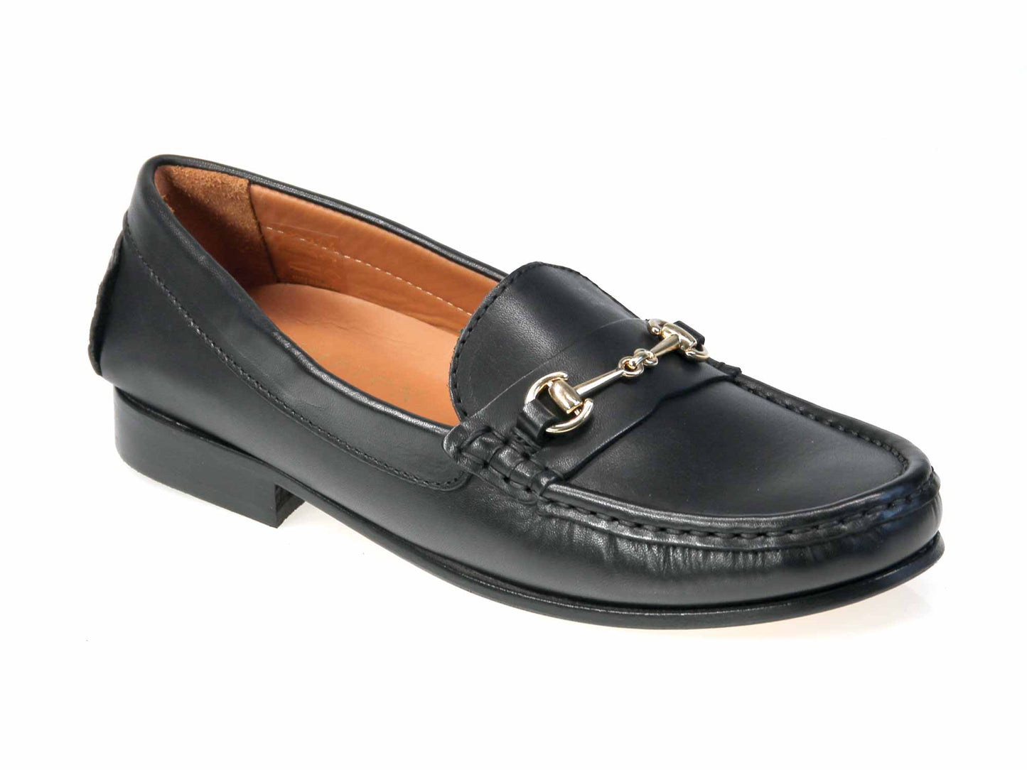 Flora Ladies Black Leather Snaffle Loafer
