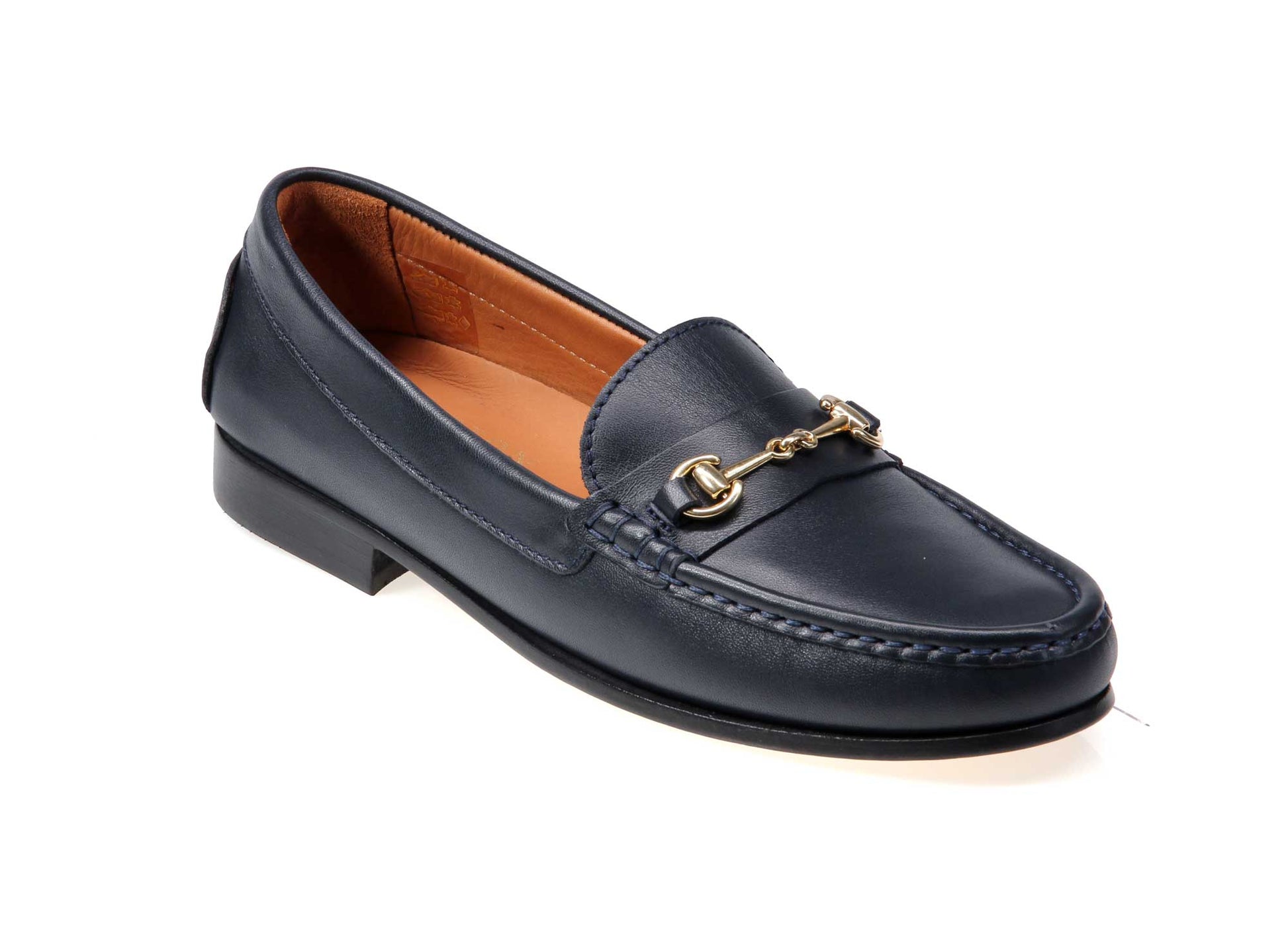 Flora Ladies Navy Blue Leather Snaffle Loafer