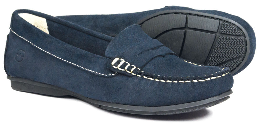 Florence Ladies Navy Suede Driving Shoe