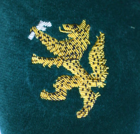 Crested Velvet Cushions Close IX