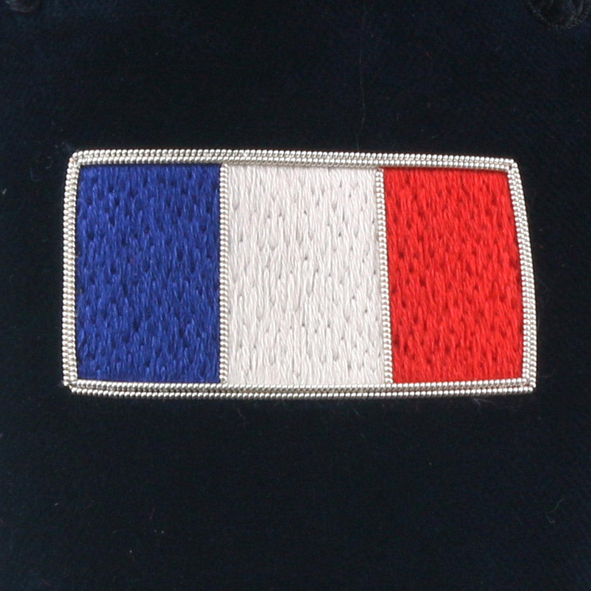 French Flag Motif Embroidered Velvet Slipper