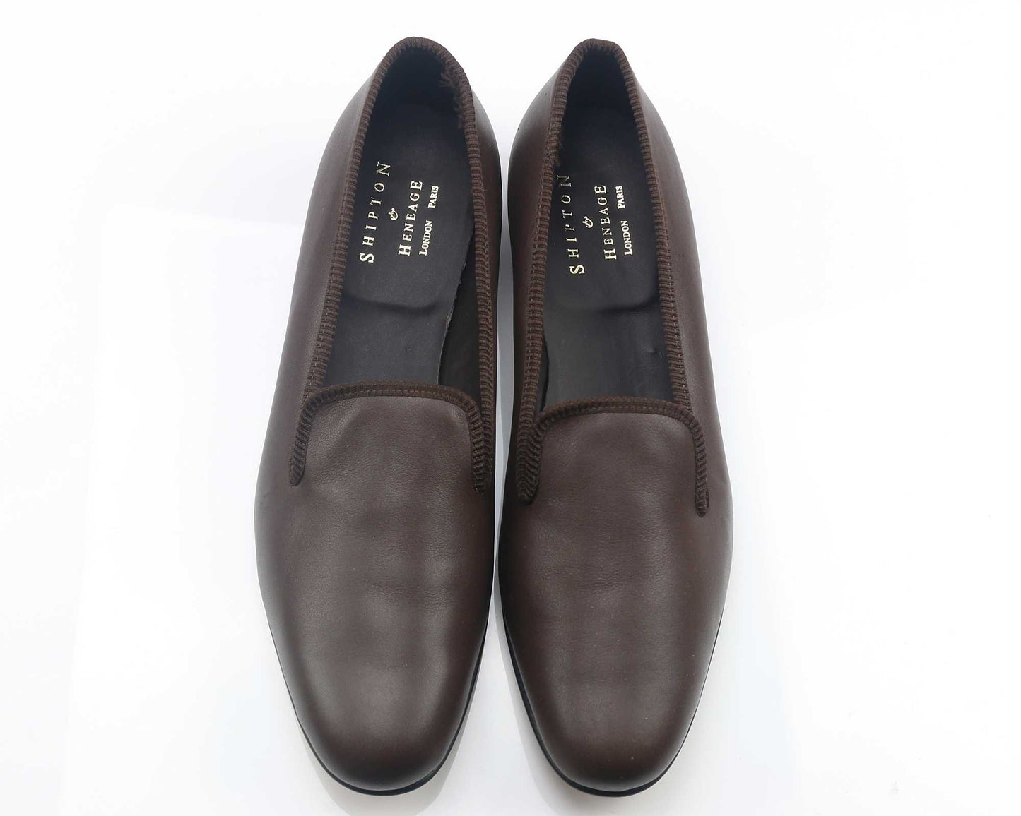 Mens NARROW Brown Leather Slipper - UK 11