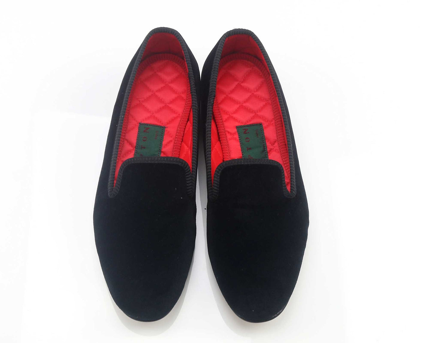 Mens NARROW Black Velvet Slipper - UK 5