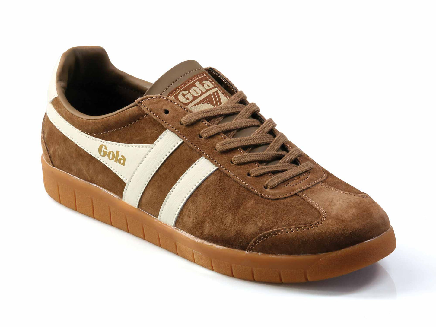 Hurricane Mens Light Brown White Suede Classic Trainers