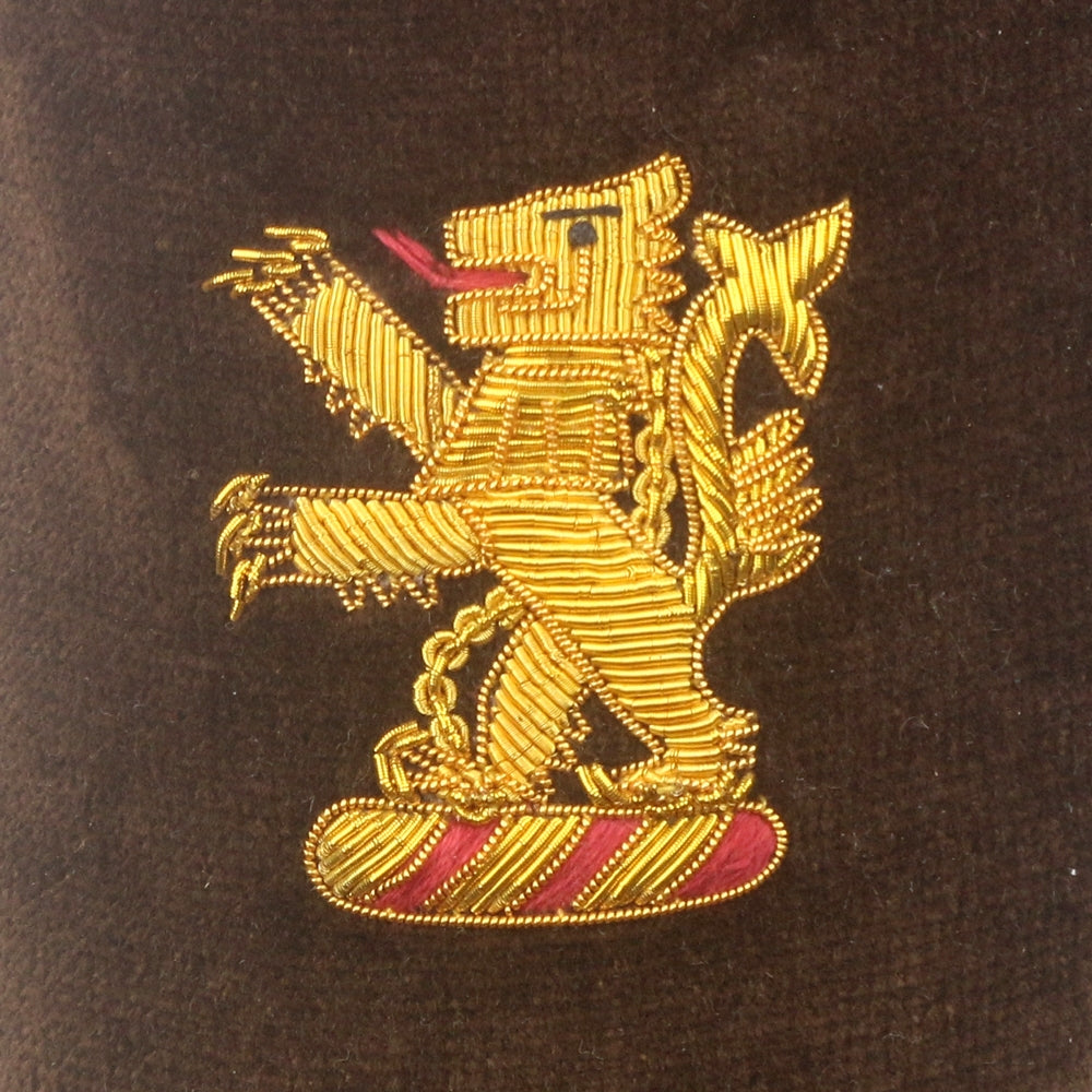 Gold Lion Rampant Embroidered Velvet Slipper