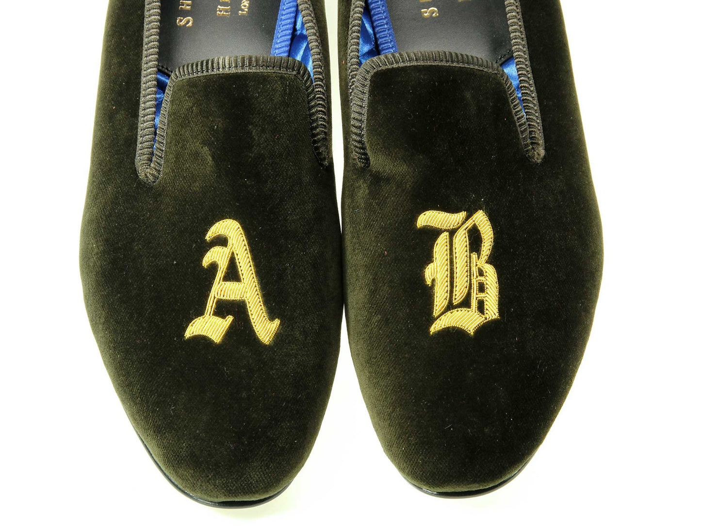 Initialled Monogrammed Velvet Slipper
