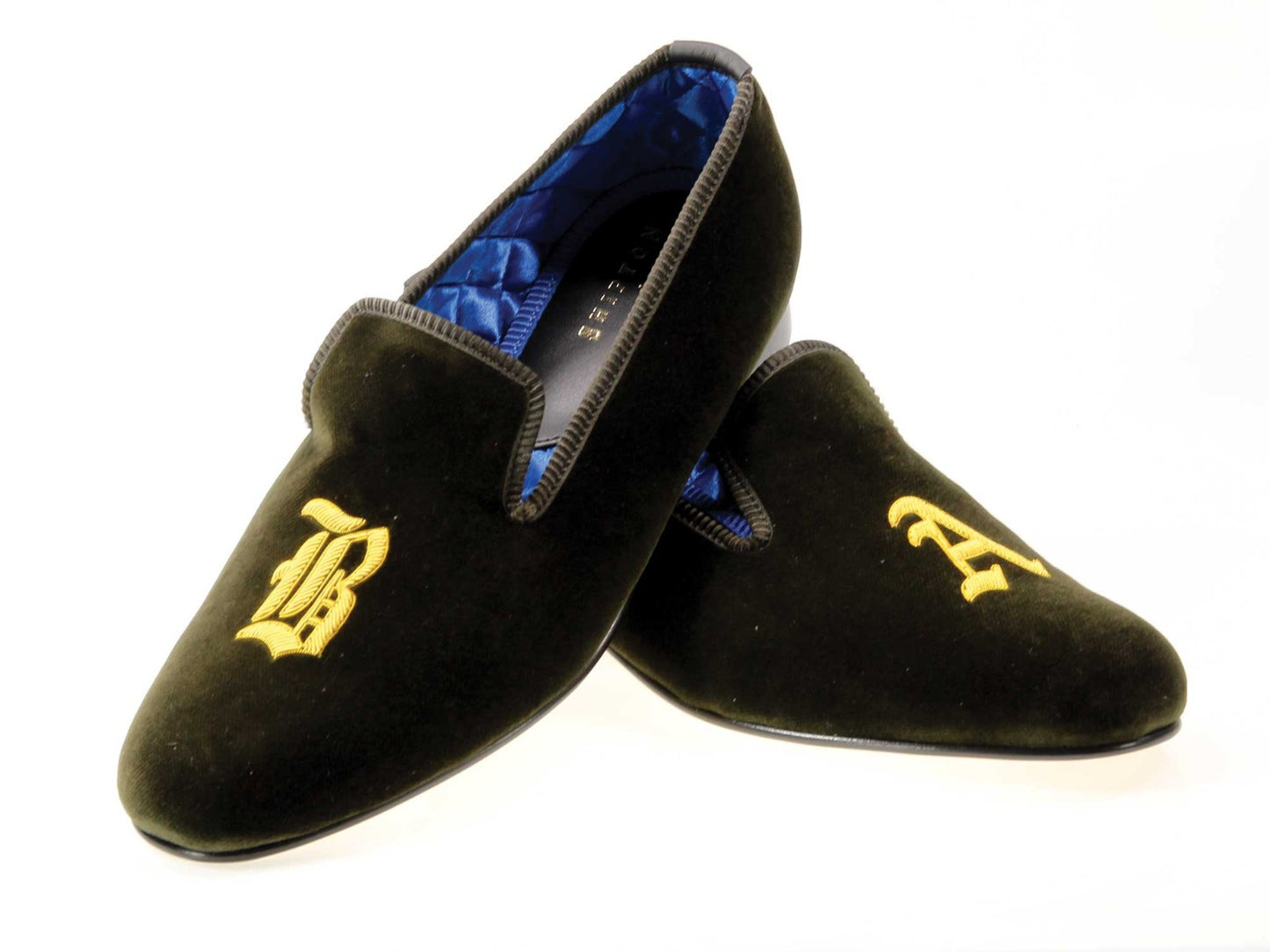 Initialled Monogrammed Velvet Slipper