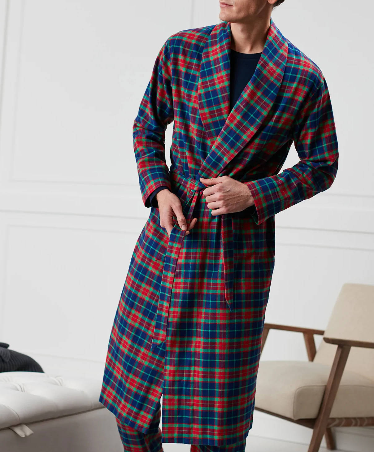 Mens Cairngorm Tartan Brushed Cotton Dressing Gown