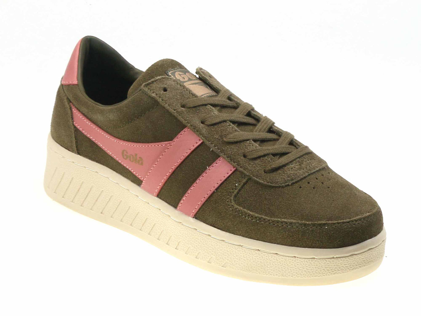 Grandslam Ladies Khaki Coral Suede Trainers