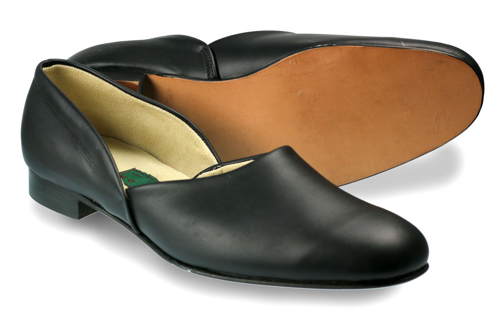 Pair Mens Black Calf Grecian Slippers