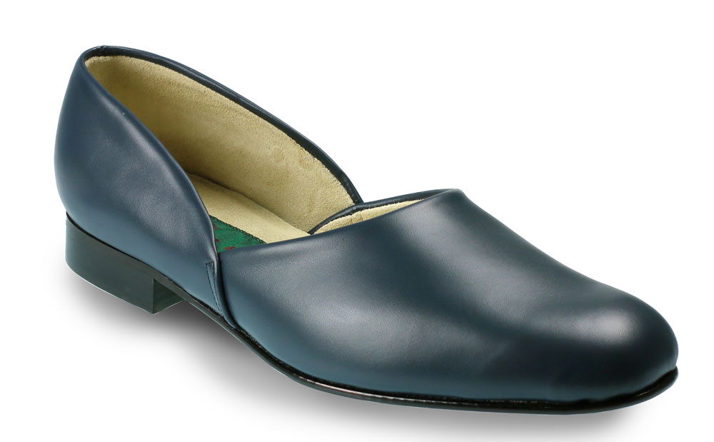 Mens Navy Calf Grecian Slippers Side