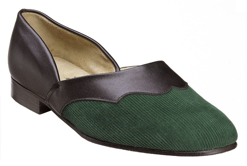 Mens Green Corduroy Grecian Slippers