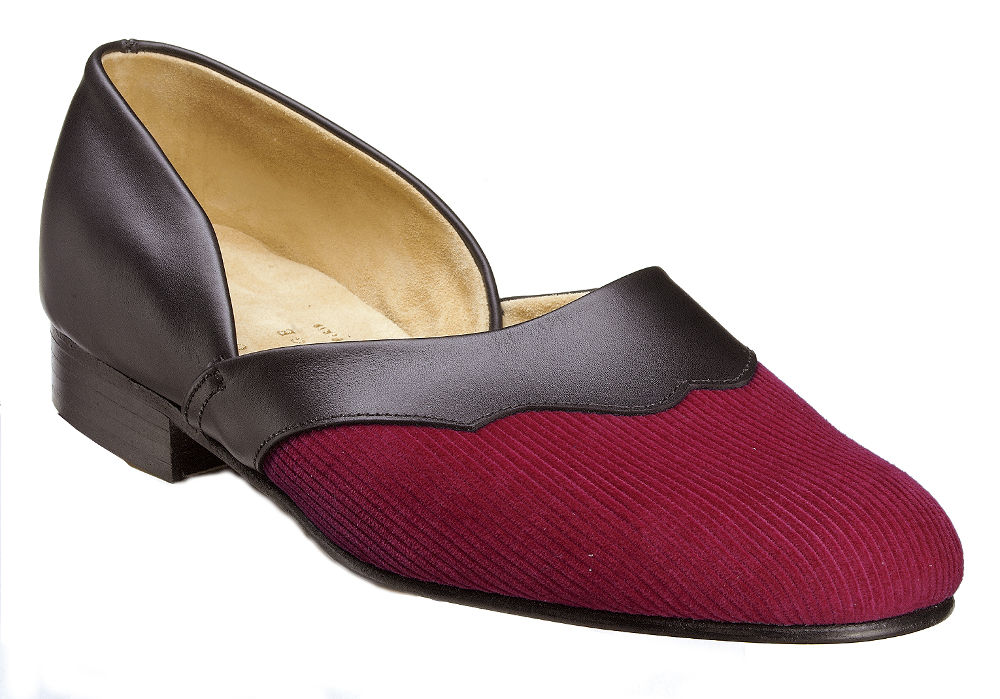 Mens Wine Corduroy Grecian Slippers