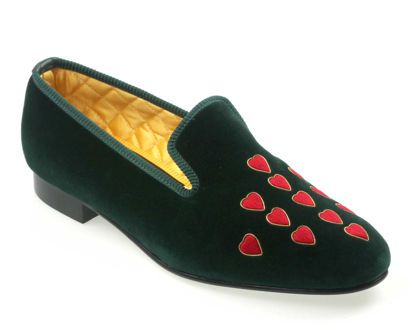 Hearts Embroidered Velvet Slipper